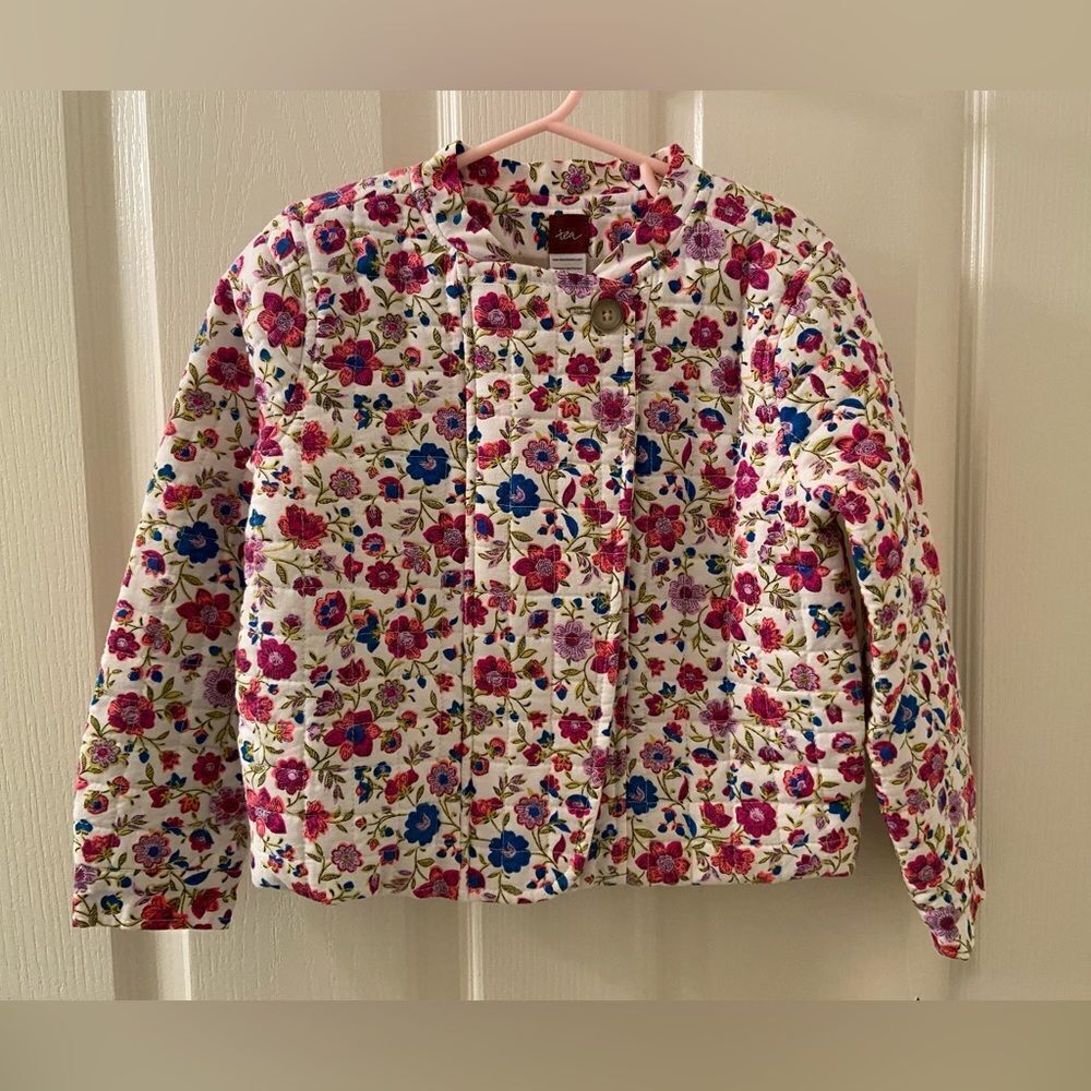 Tea Collection Girls Mercado Rodriguez Floral Quilted Jacket Size Small 4-5 NWT